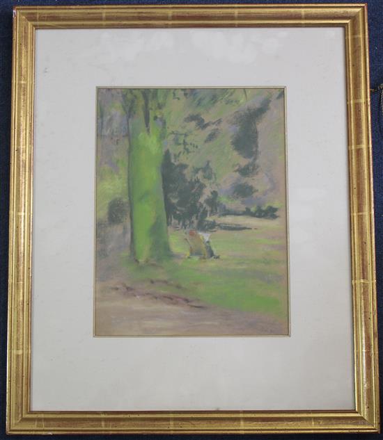 § Ker Xavier Roussel (1867-1944) Lecture dans le park, 11.25 x 8.5in.